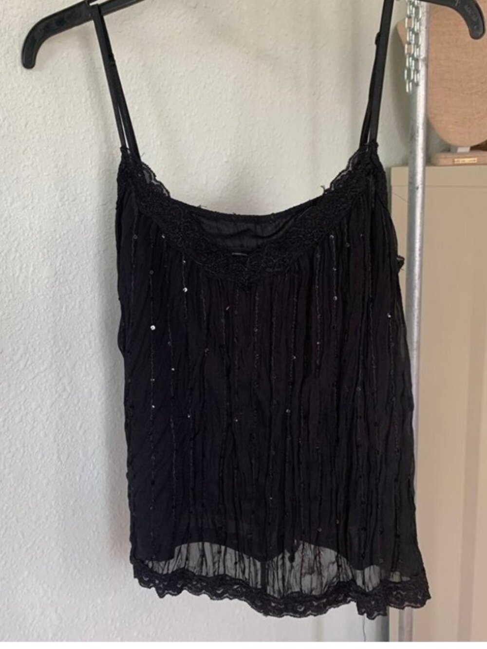Black Sparkle chiffon tank top 14 large